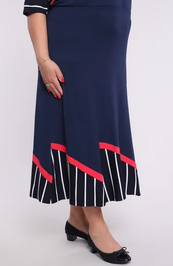 Gonna a righe blu navy