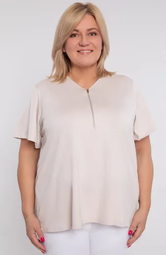 Camicetta beige con cerniera