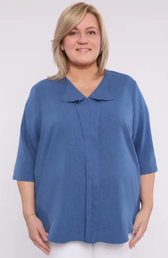 Blusa ampia in lino blu
