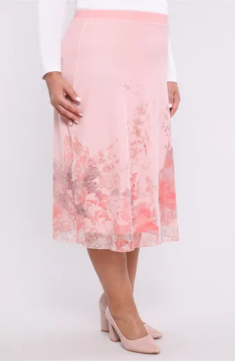 Gonna in chiffon con fiori in polvere