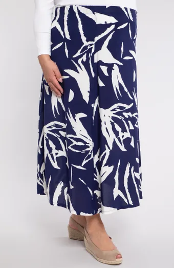 Gonna blu navy con motivo bianco