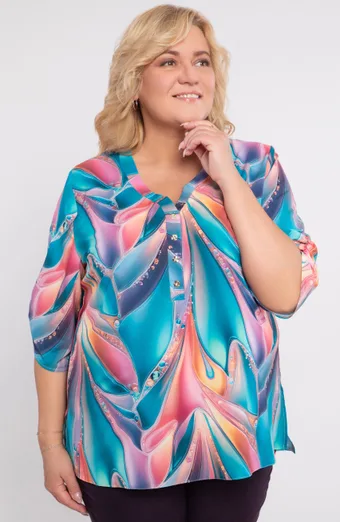 Camicetta con fantasie rosa e blu