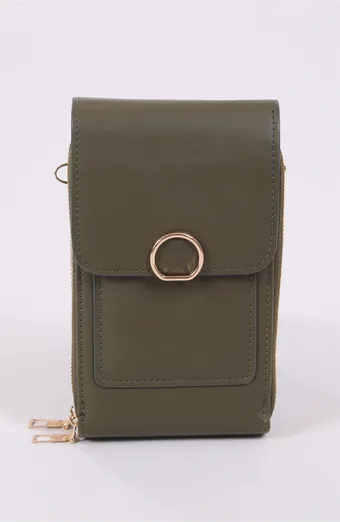 borsa per telefono color cachi