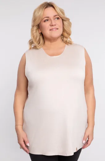 Top lungo in viscosa beige
