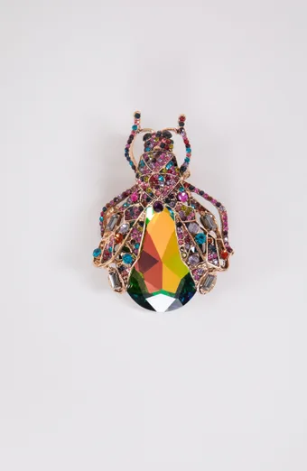 Spilla a forma di scarabeo colorato