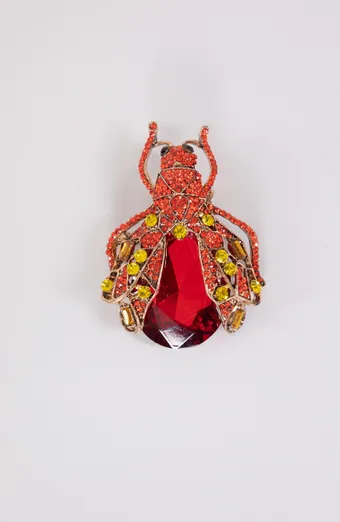 Spilla scarabeo rosso e giallo