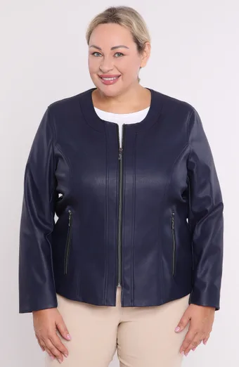 Giacca in ecopelle blu navy