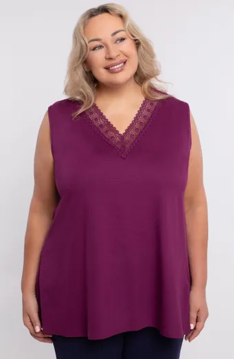 Top viola con pizzo