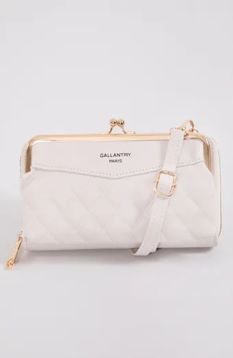 Portafoglio beige con cinturino