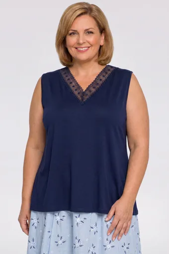 Top blu navy con pizzo