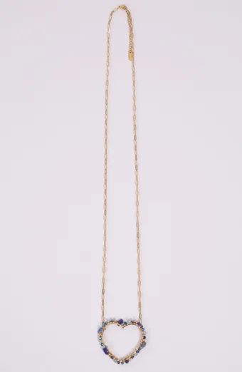 Collana a forma di cuore con perline blu