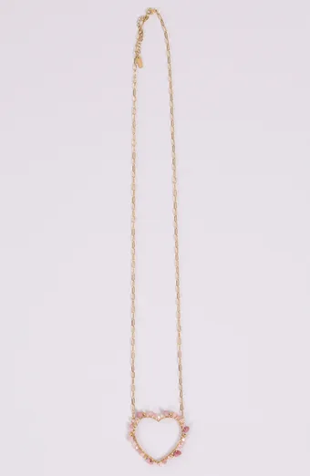 Collana a forma di cuore con perline rosa