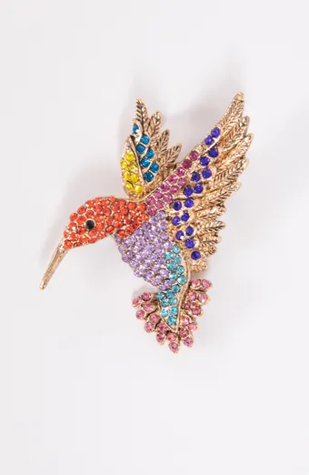 Spilla colorata a forma di colibrì