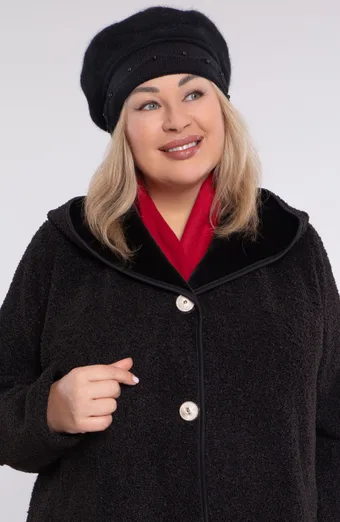 Cappello in misto angora nero