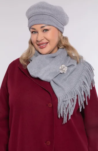Cappello in misto angora grigio chiaro
