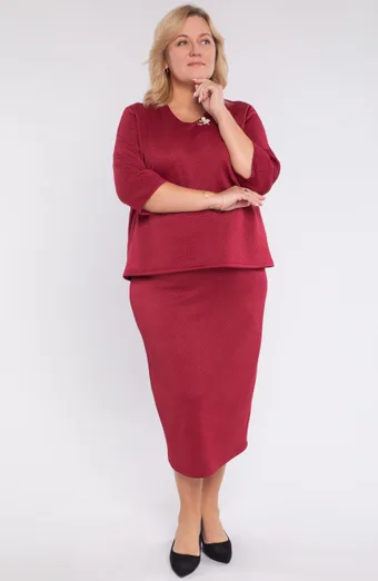 Parure bordeaux con spilla