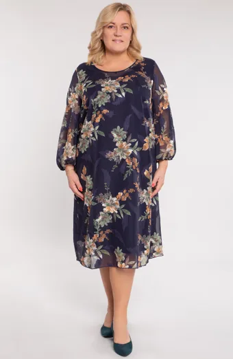Abito in chiffon con fiori gialli