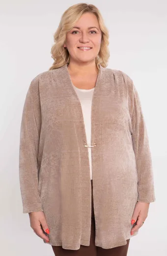 Cardigan beige con tasche