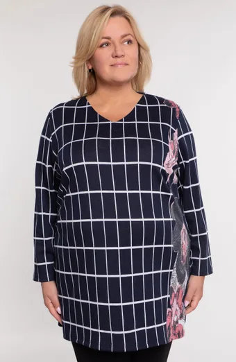 Tunica a quadri blu navy