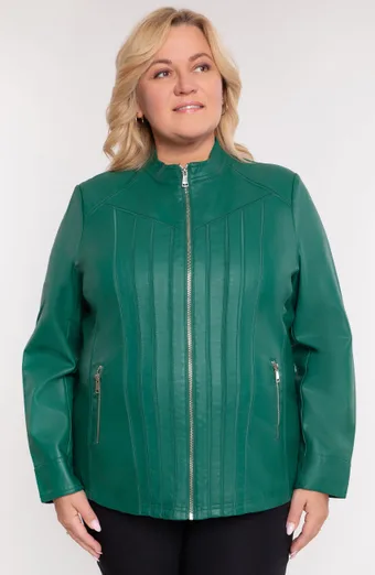 Giacca in ecopelle verde con rete