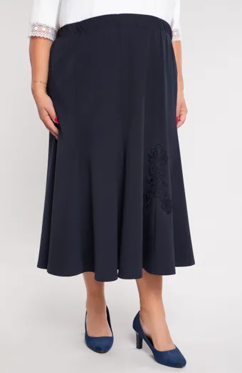 Gonna blu navy con ricami
