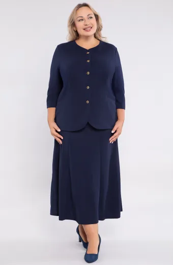 coordinato blu navy con bottoni dorati