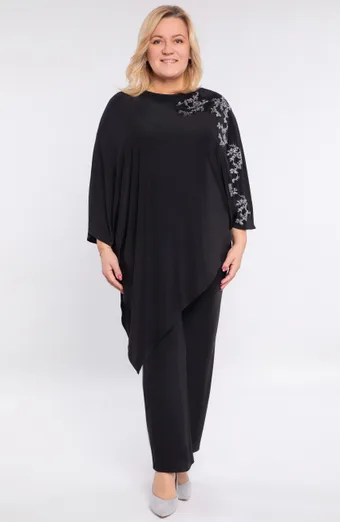 coordinato nero con fiori argentati