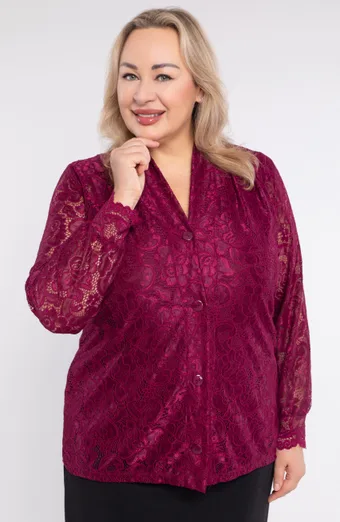 camicia in pizzo bordeaux