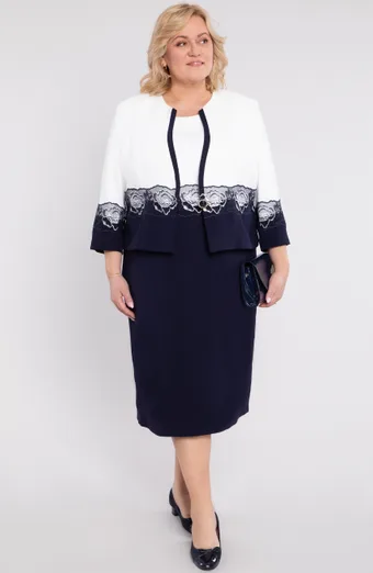 Elegante abito blu navy con rose