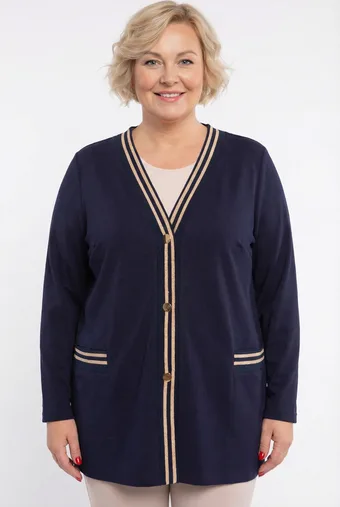 Maglione blu navy con cinture dorate
