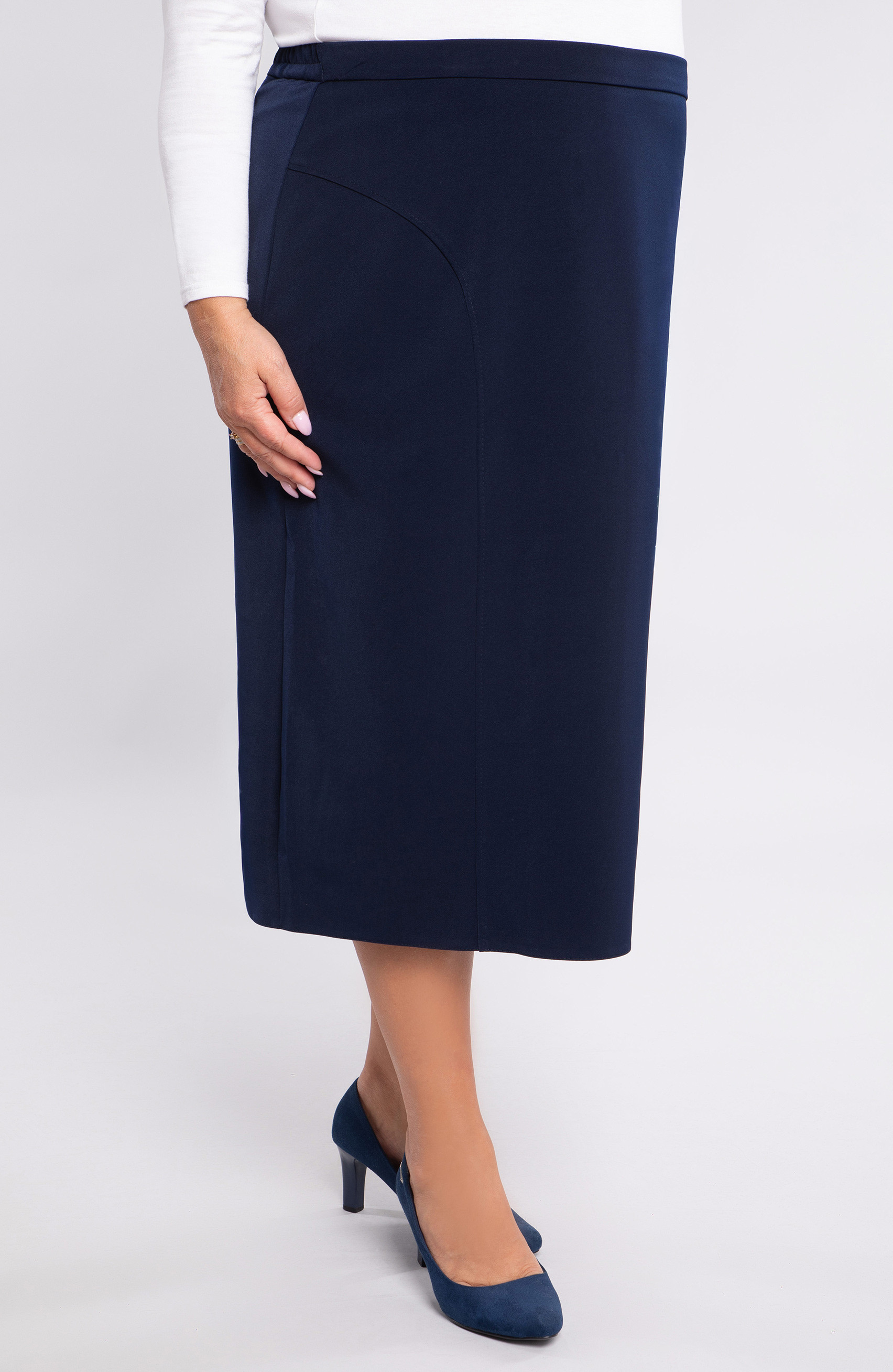Gonna classica blu navy con cuciture