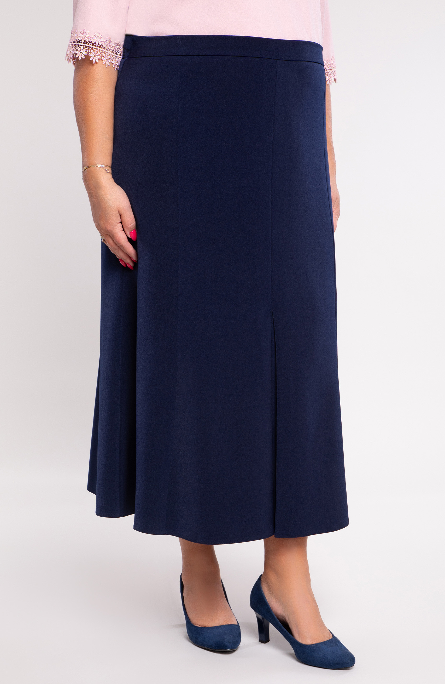 Gonna blu navy con spacchi