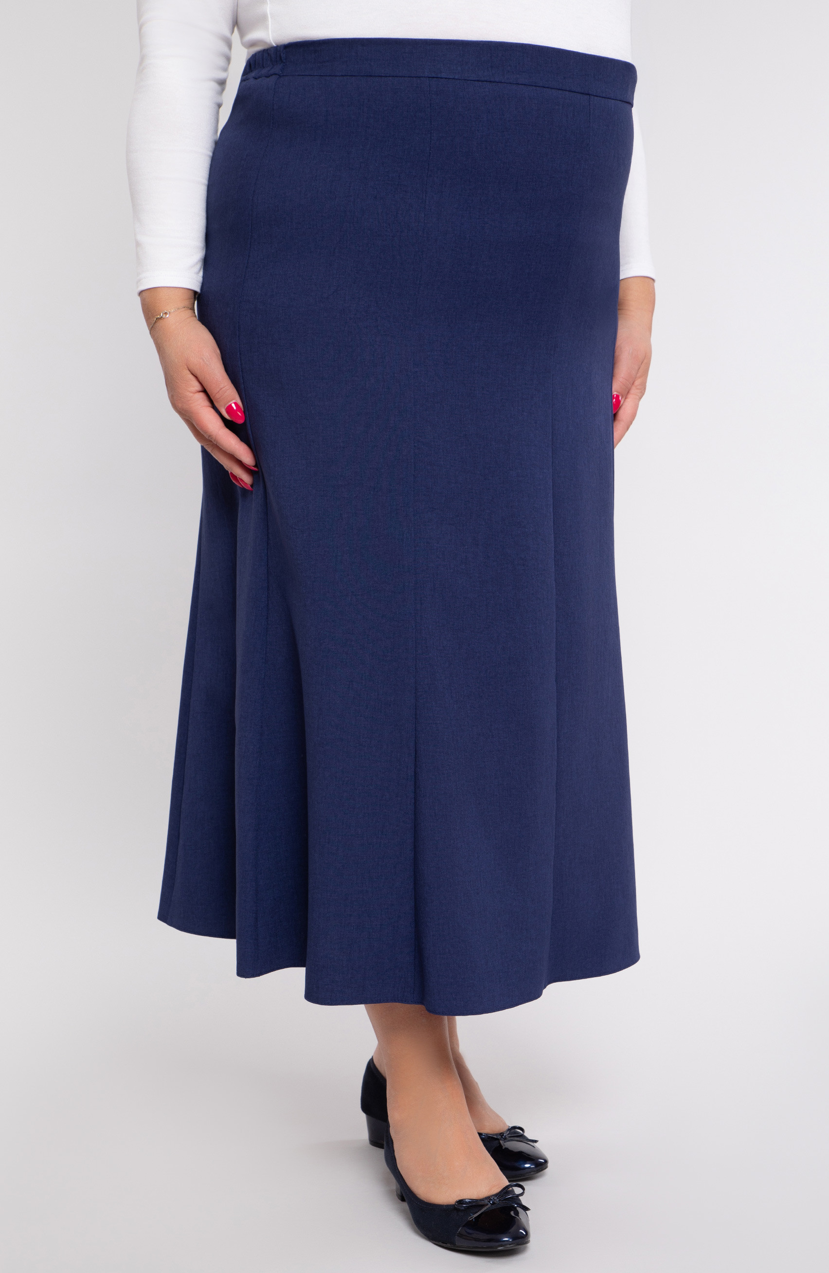 gonna di lino blu navy