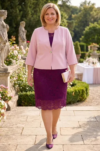 blazer rosa con bottone decorativo