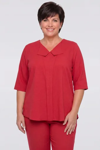 Camicetta ampia in lino color rosso intenso