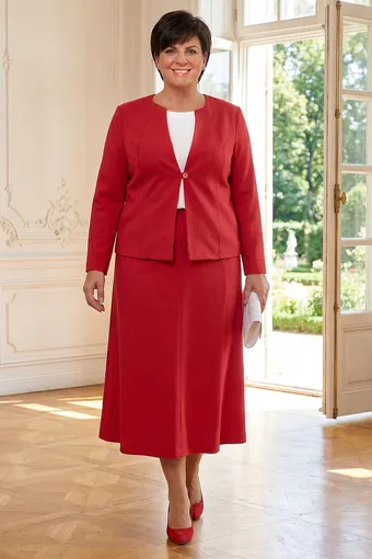 blazer di lino rossa con tasche