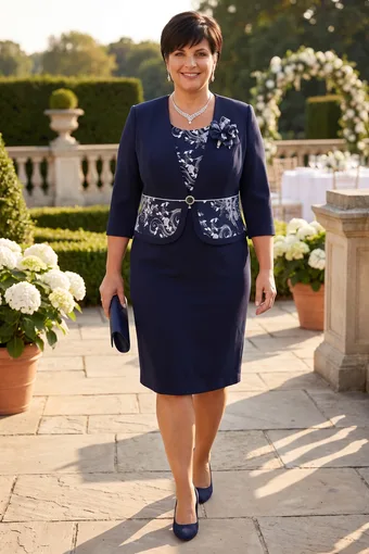 Abito formale blu navy con pizzo