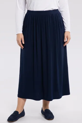 Gonna felpa blu navy con tasche