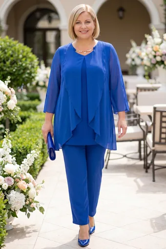 coordinato blu con scollo dorato