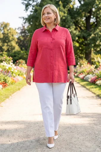 camicia rosa con tasca