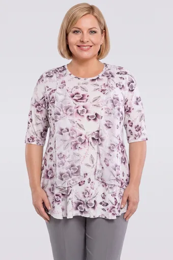 Tunica bianca con fiori rosa