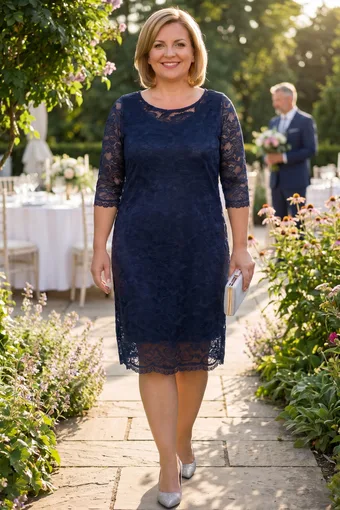 Abito blu navy con pizzo