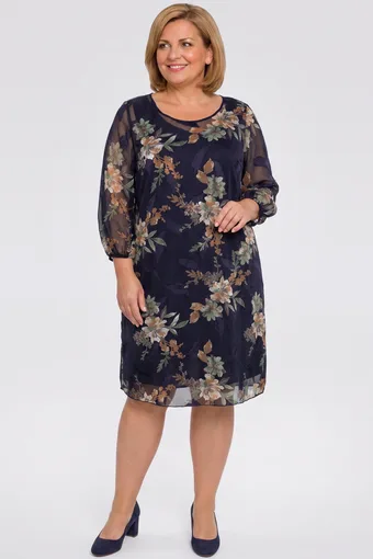 Abito in chiffon con fiori gialli
