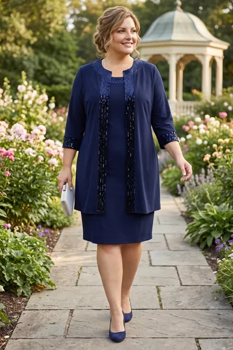 coordinato blu navy con paillettes