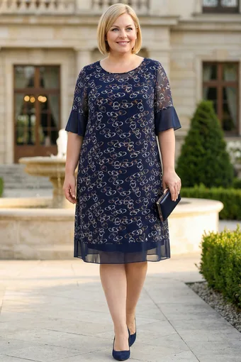 Abito blu navy con motivo lucido