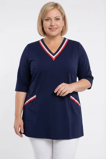 Tunica blu navy con cinture rosse