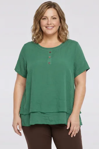 blusa tinta unita con bottoni