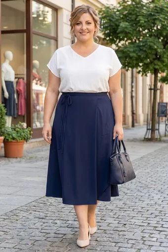 Gonna blu navy con cintura
