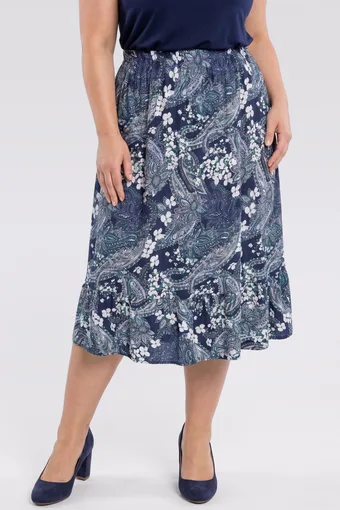 Gonna blu navy con una fantasia leggera