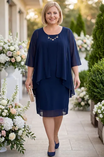 Abito blu navy con decorazioni dorate